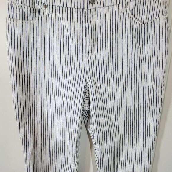 Chico's So Slimming Girlfriend Blue & White Striped Cropped Pants - Picture 6 of 12